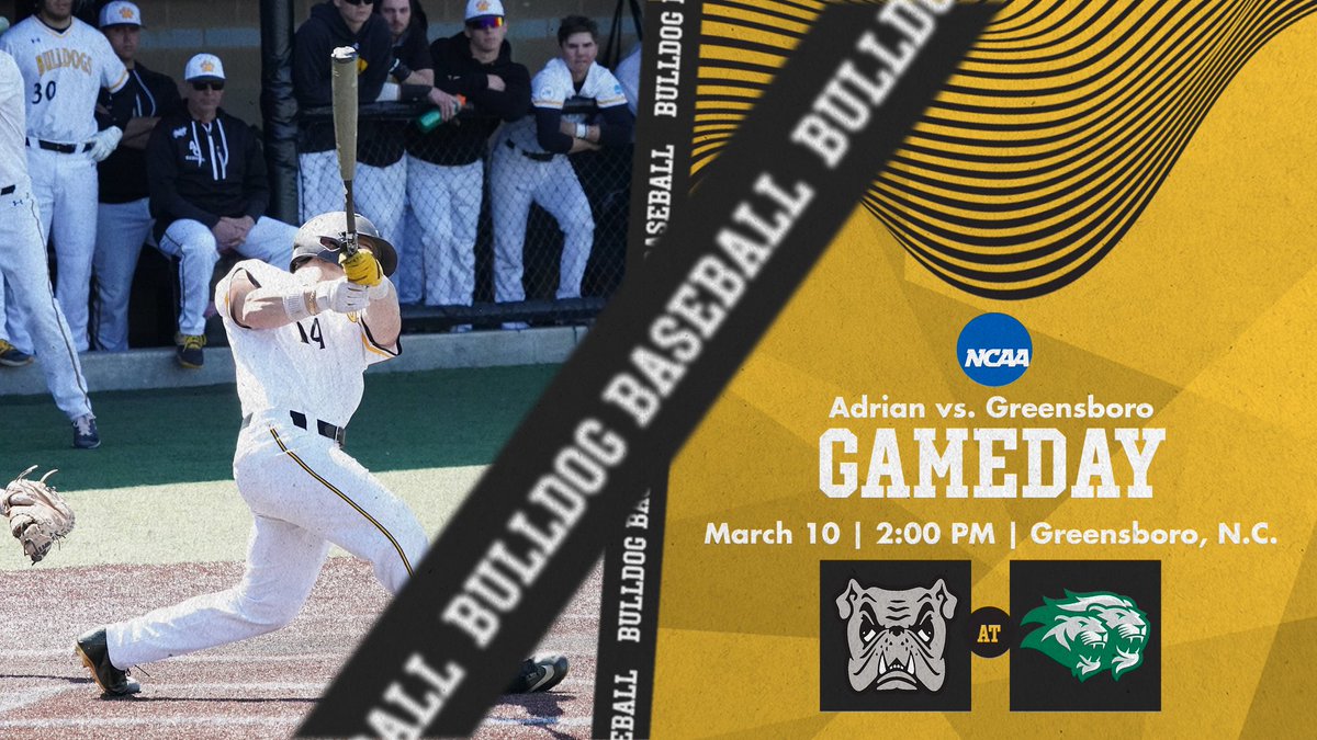 AdrianBulldogs's tweet image. 🚨GAMEDAY!🚨
⚾️ @AdrianBaseball vs. Greensboro
⏰2:00 PM
📍Greensboro, NC
📺bit.ly/3L9fNuF
📊bit.ly/2LdJAVz

#d3baseball #GDTBAB