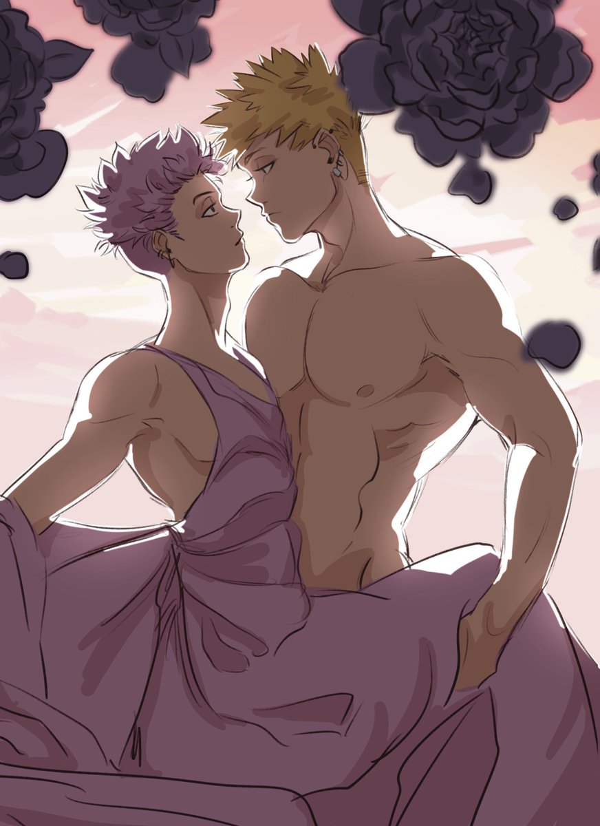 purplebroccolii's tweet photo. A romantic shinbaku piece for @ShinsoDreamZine 💜🧡 https://t.co/SkeWpsy8S9