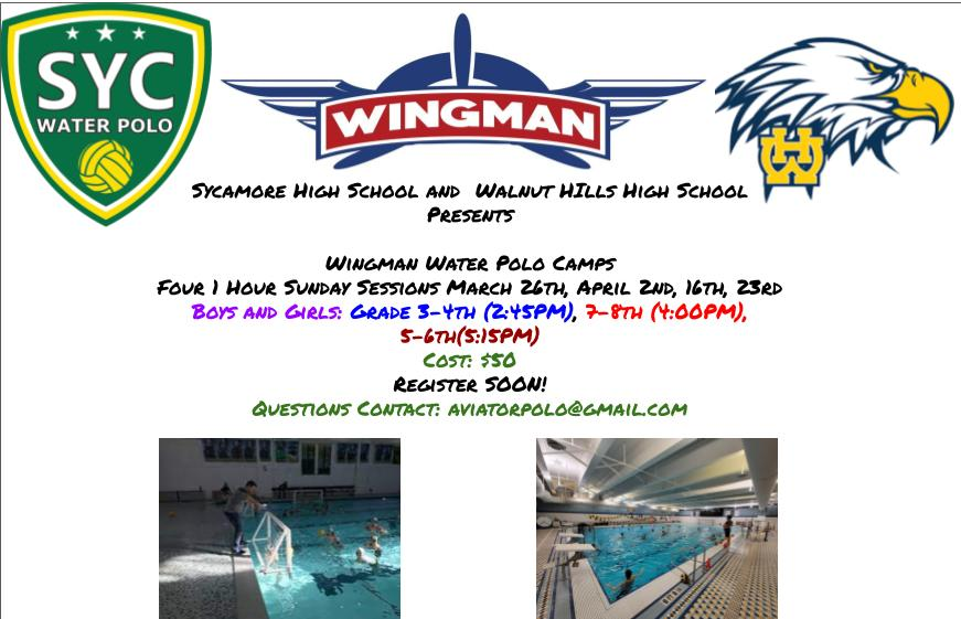 It's Flying Back again this spring! The Wingman Water Polo camp hosted by Sycamore and Walnut Hills for Grades 3-4, 5-6 and 7-8. Four Sundays starting at the end of March. Registration opens soon! <a href="/WHHSPolo/">Walnut Hills Mens Water Polo</a> <a href="/walnutathletics/">Walnut Hills Eagles</a> <a href="/CPSAthletic/">CPS Athletics</a> @AvesAthletics <a href="/SycamoreSchools/">Sycamore Schools</a>