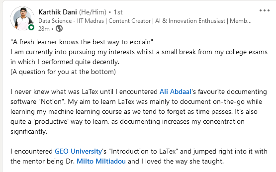 DrMiltiadou's tweet image. Thank you! Getting positive feedback is very rewarding. If anyone else is interested in taking my free LaTeX course please use this link: 
geo.university/courses/introd…