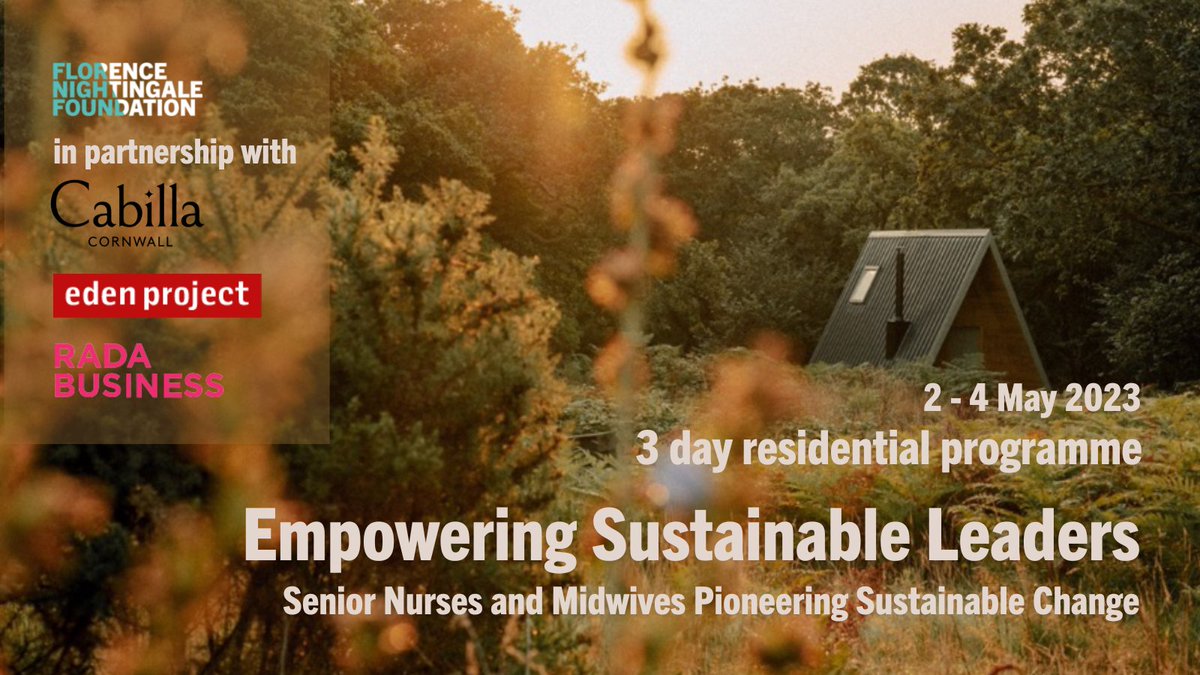🌿New #sustainability #leadership programme🌳 
For senior #nurses + #midwives with an interest in/ responsibility for a sustainability agenda. 
🎪3 day residential
🌴rainforest location in Cornwall
 🪙 self-funded
<a href="/EdenProject/">Eden Project</a> 
Find out more + apply here: bit.ly/3JuqZ3z