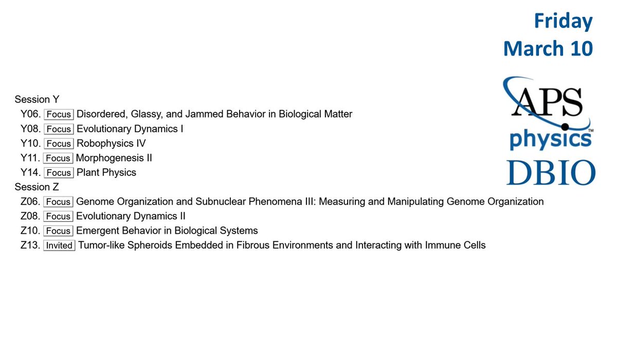 ApsDbio's tweet photo. Can you believe it’s the last day of the March Meeting? Fortunately, DBIO has great talks lined up to see you to the end, capping it off with an invited session!
#APSMarch #APSDBIO https://t.co/gRvwN87srh