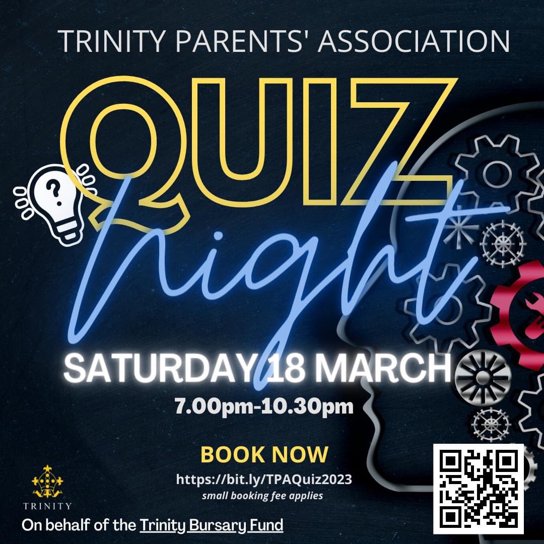 It's not too late to book your tickets to the Trinity Parents’ Association Quiz Night on Saturday, 18 March. Further information and booking details here: trinity-school.org/events/tpa-qui…
#TrinityCommunity #TrinityTPA