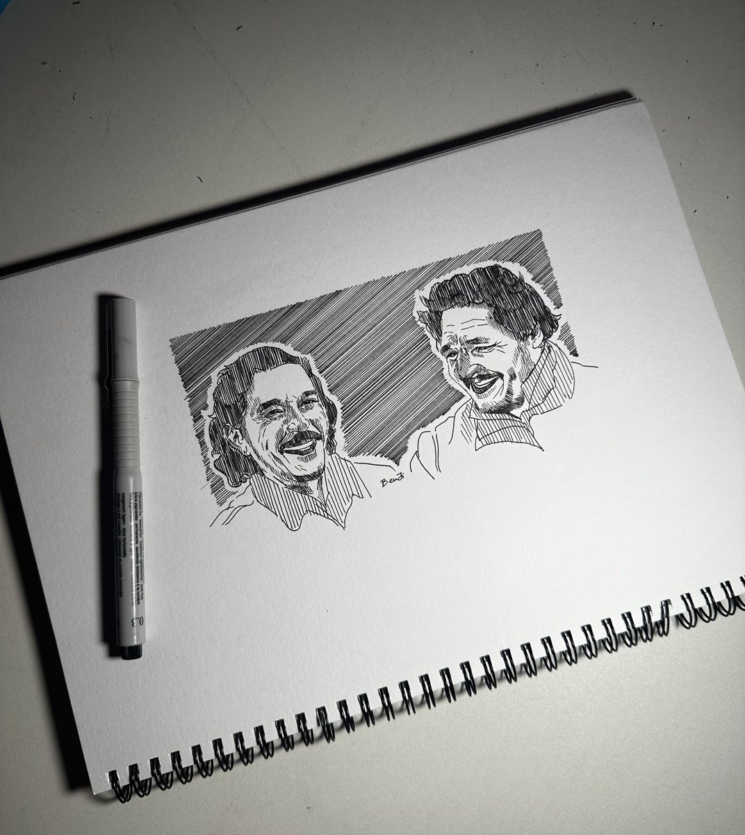 Benzz_Joe's tweet photo. “Tommy, my brother”

#thelastofus #thelastofusdrawing #joelmiller #joelmillerdrawing #tommymiller #tommymillerdrawing #art #portraitart #crosshatching #crossdrawing #pedropascal #bellaramsey https://t.co/xQ0ofIhHCx