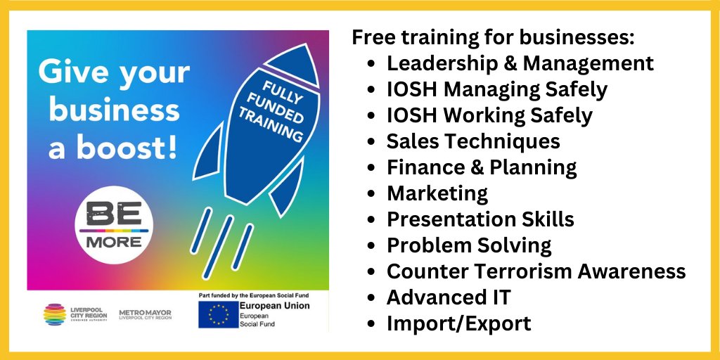 #Funding for #training is available for businesses across #Liverpool... could this be of interest to companies in your area?

They can hear more at our online session on 16th March👉eventbrite.co.uk/e/spotlight-on…

#skills @TomLogan00 @srcdoyle @lpoolcouncil @CllrBMurray @LpoolCityRegion