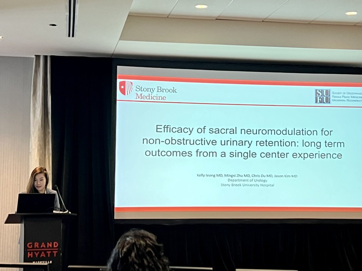 Wai Lee (@mrwailee) on Twitter photo <a href="/IeongKelly/">Kelly Ieong</a> presenting nearly 76% response rate 😮 at 33 months for SNM in urinary retention. Population was predominantly female though and younger pts seemed to respond better. <a href="/Jason_Kim_MD/">Jason Kim</a> <a href="/Mingxi_Zhu/">Mingxi Zhu</a> #SUFU23 <a href="/IeongKelly/">Kelly Ieong</a> presenting nearly 76% response rate 😮 at 33 months for SNM in urinary retention. Population was predominantly female though and younger pts seemed to respond better. <a href="/Jason_Kim_MD/">Jason Kim</a> <a href="/Mingxi_Zhu/">Mingxi Zhu</a> #SUFU23