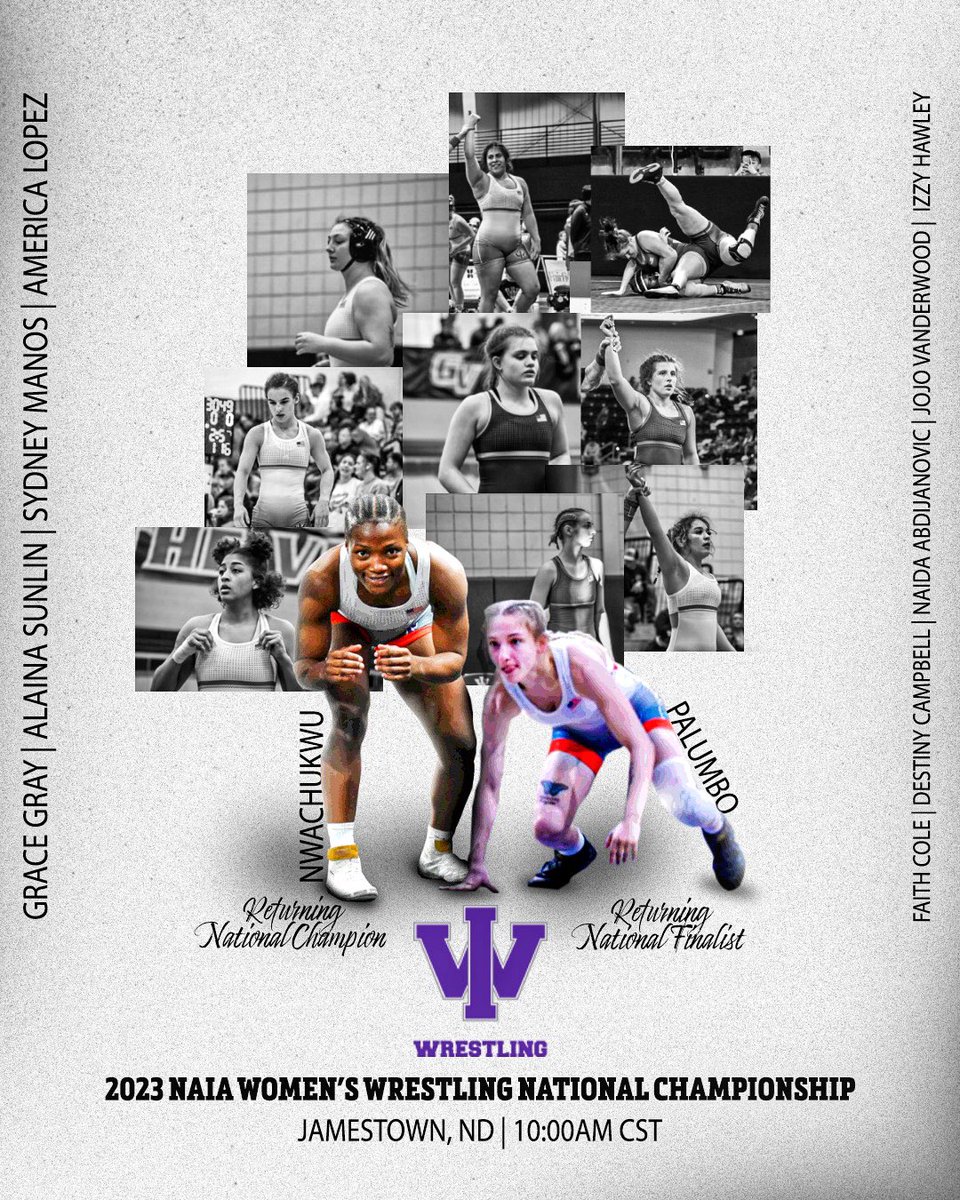 Our eleven Tigers take the mat today at 10AM CST for the 2023 NAIA Women’s National Championship! 

Tune in at <a href="/FloWrestling/">FloWrestling</a> for the live stream.

#WeAreIW  |  🟣🐯⚫️