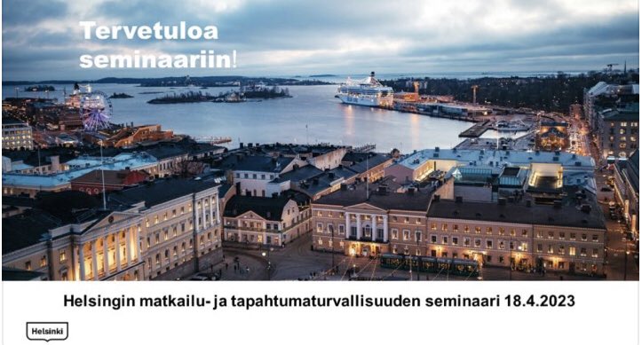 MinnaErmala's tweet photo. Helsingin Matkailu- ja tapahtumaturvallisuuden seminaari tulossa 18.4.  👉👉👉
https://t.co/VLM8tsyus9 https://t.co/qCC96OP7HN