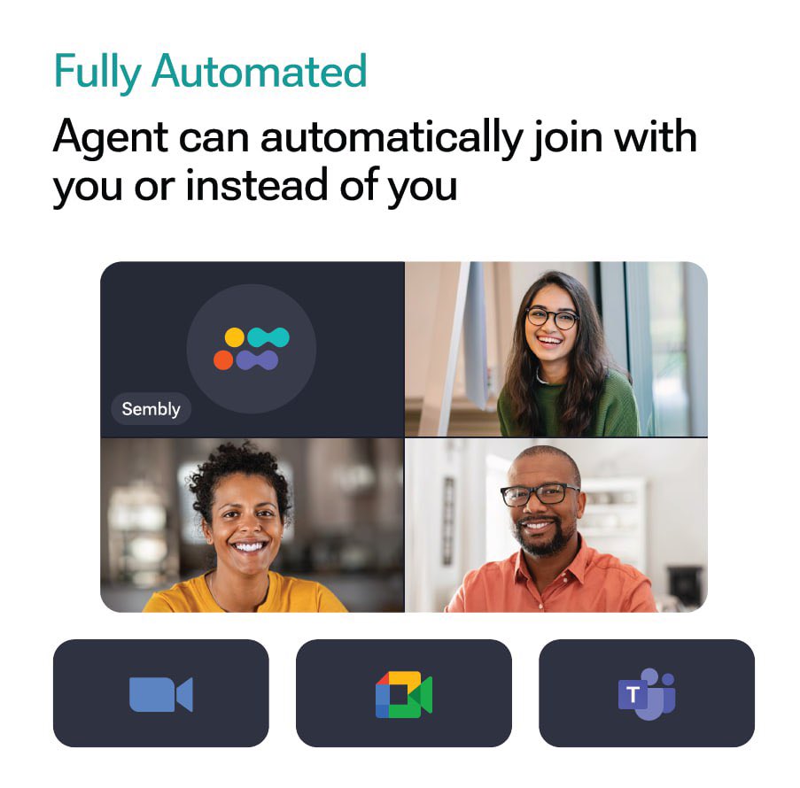 sembly_ai's tweet photo. Sembly is here to revolutionize your meeting experience with its advanced AI-powered productivity tool.
Boost your company's productivity by improving meeting outcomes 👉 https://t.co/3SSh6hmeIe
#sembly #semblyai #chatgpt #AItools #google #msteams #AI https://t.co/b4DZWscrxF