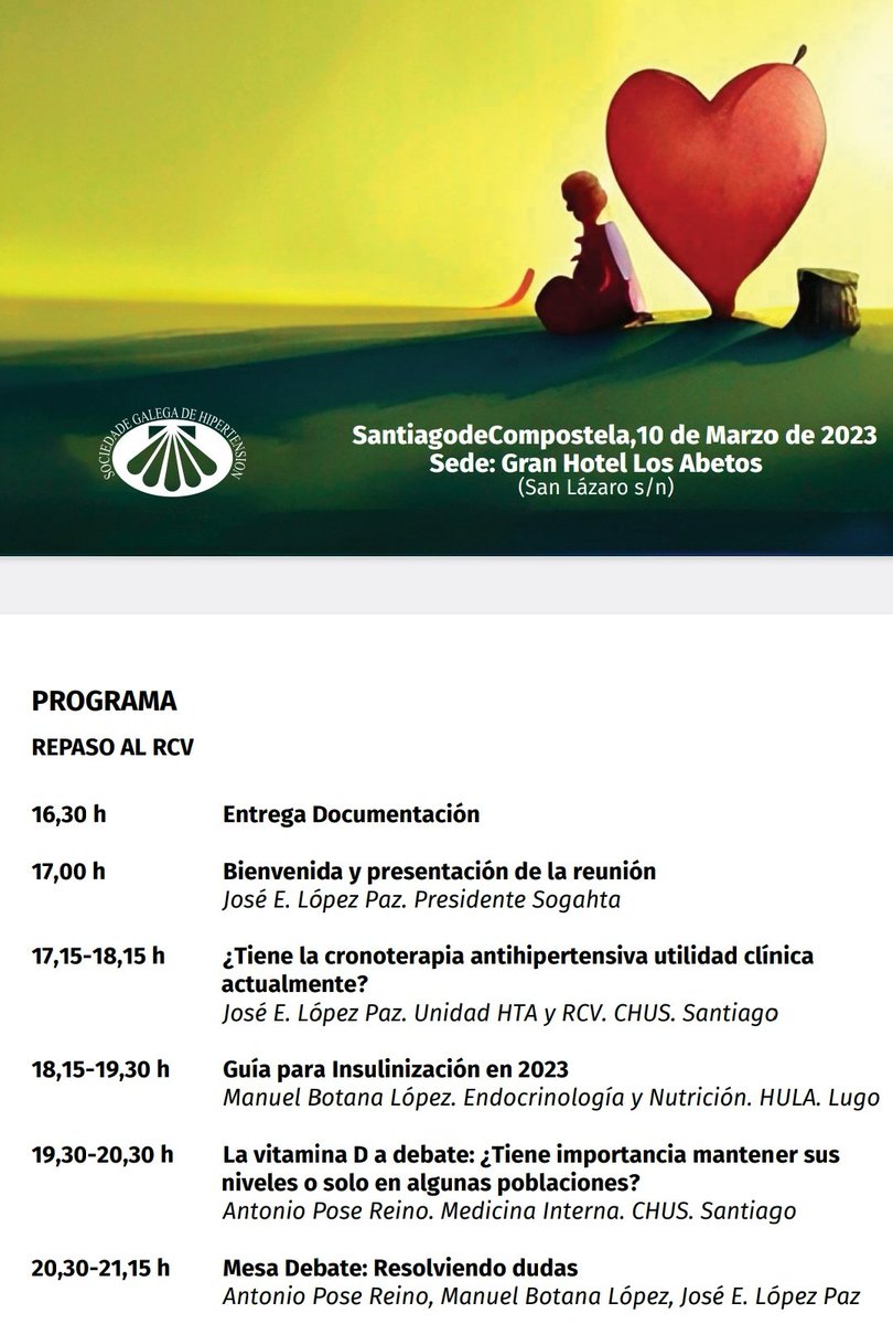 soga_hta's tweet photo. Repaso al riesgo cardiovascular. Os esperamos https://t.co/Ejz0TfOtNc