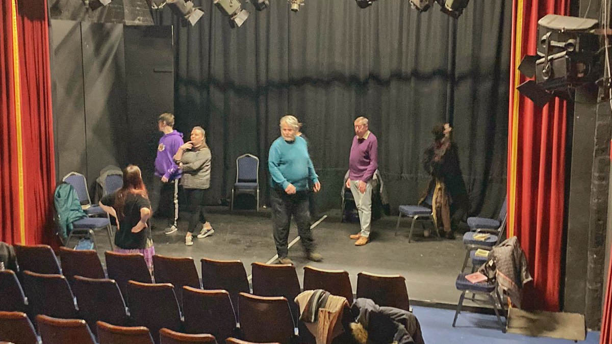 gbtheatre's tweet photo. Rehearsals for "Wyrd Sisters" at Guide Bridge Theatre have begun! Don't miss out on this hilarious play - get your tickets now https://t.co/g12M18VXSB for a night of laughter and entertainment. #WyrdSisters #GuideBridgeTheatre #GetYourTicketsNow #tameside #theatre #amdram https://t.co/wwJzHcIBmH
