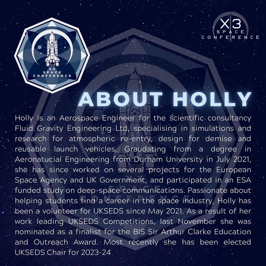 Introducing Holly Whitehouse as a speaker and panellist at the KCL Space X3 Conference!  #x3conference