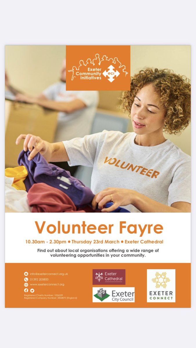 OutreachBread's tweet photo. Come join us at the #volunteerfayre @ExeterCathedral on the 23/3/23 #exetercommunityinitiatives https://t.co/wXLW4ssAIw