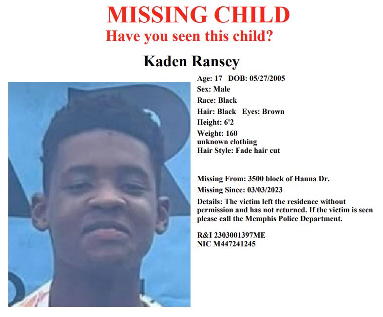 MEM_PoliceDept's tweet photo. Have you seen Kaden Ransey?
Report #2303001397ME https://t.co/Deo4ewCh8i