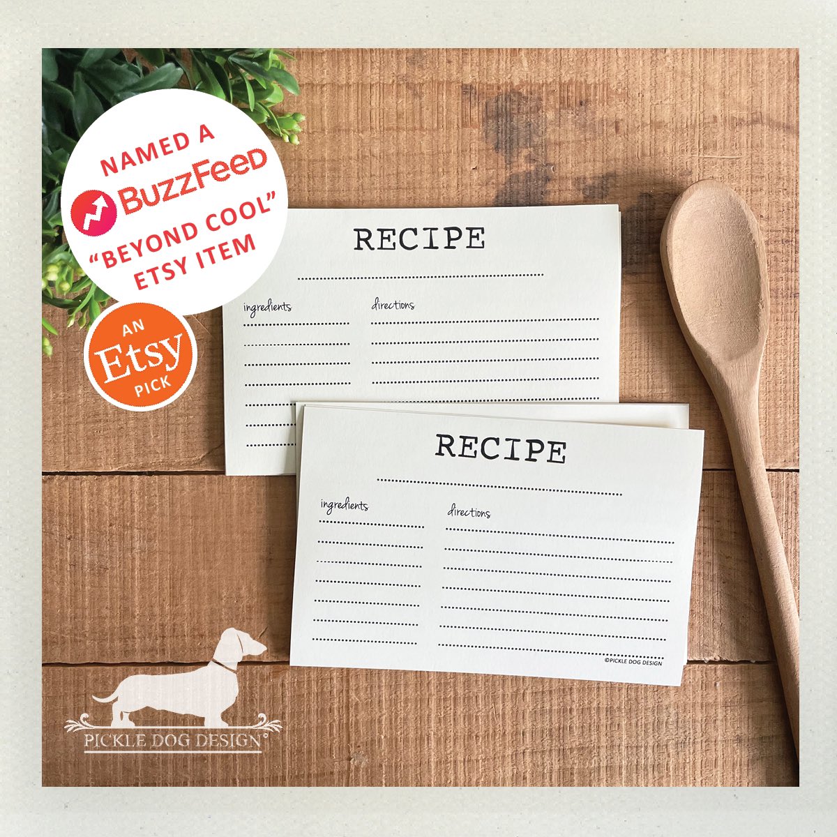 Already named a “Beyond Cool Item” by @buzzfeed, our Minimalist #RecipeCards are now selected as an “Etsy Pick” by @etsy’s style and trend editors! 👏🏻 Available in three sizes: 3x5, 4x6 (shown), and 5x7 and three colors: white, ivory (shown), and brown kraft.