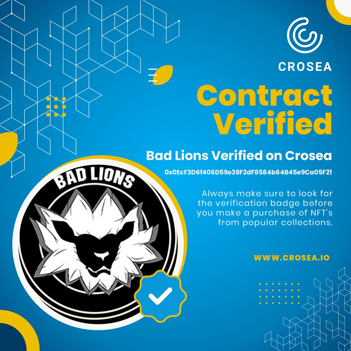 #crofam #BadLion #NFTs are verified on #Crosea #NFTMarketplace. Trade these #NFTs on the largest open #NFTmarketplace on #cronos 1⃣ ❤️&🔁 2⃣ Follow @croseanft & @BadcroCommunity 3⃣ Tag 3 friends #cro #CronosChain #fftb #crofamily #NFTProjects