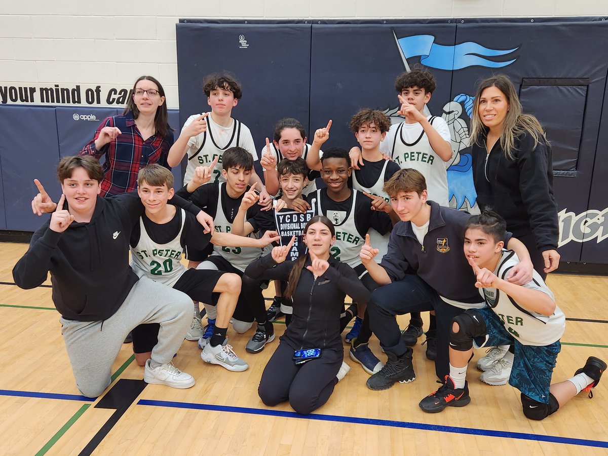 StPeter_YCDSB intermediate boys basketball team celebrate local tournament victory. Looking forward to the Area tournament. Fly Falcons Fly! <a href="/YCDSB/">York Catholic District School Board</a> <a href="/DomenicScuglia/">Domenic Scuglia -</a>