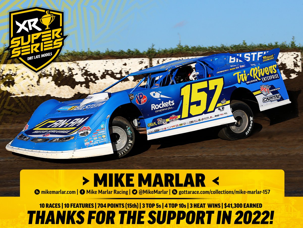 XR Super Series (@xrsuperseries) on Twitter photo 🏆 2022 SEASON REVIEW #15: <a href="/MikeMarlar/">Mike Marlar Racing</a>
Mikey raced the "Bluehorn" 10 times with the XR Super Series in 2022. He landed in the top 5 once at <a href="/ItsBristolBaby/">Bristol Motor Speedway</a> and twice at Stuart Speedway. Good luck in your 2023 campaign! 🏆 2022 SEASON REVIEW #15: <a href="/MikeMarlar/">Mike Marlar Racing</a>
Mikey raced the "Bluehorn" 10 times with the XR Super Series in 2022. He landed in the top 5 once at <a href="/ItsBristolBaby/">Bristol Motor Speedway</a> and twice at Stuart Speedway. Good luck in your 2023 campaign!