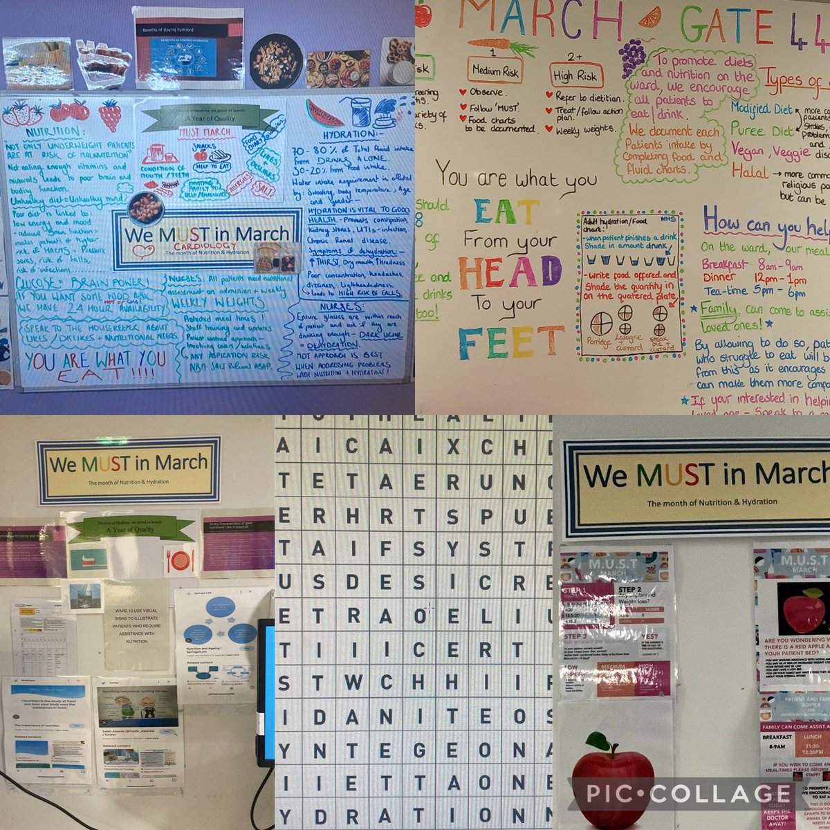 rich1cath's tweet photo. A great start to #MUSTmarch, despite a busy week, good to see all our wards participating and supporting our patients in their nutrition and hydration needs! Thank you all! 🍎 🫖#yearofquality @DomMyht @MidYorkshireNHS @LucyBeeley https://t.co/OaX1d2LyDk