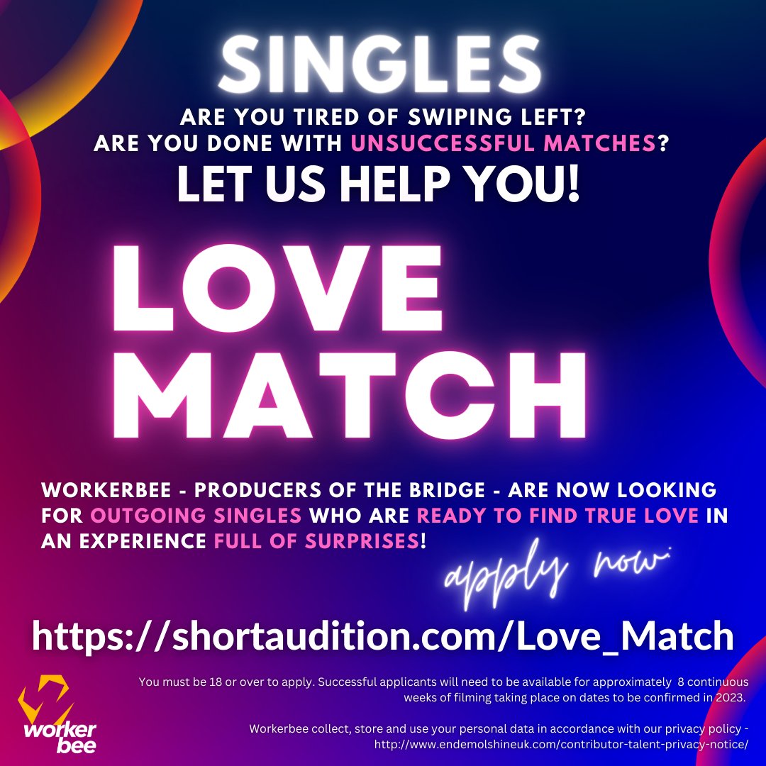 We're currently casting for outgoing and unlucky-in-love singles for an amazing new relationship series: LOVE MATCH 💘 - APPLY NOW: shortaudition.com/love_match #single #love #dating #matchmaker #singlepringle #singlelife #uk #filming #TV