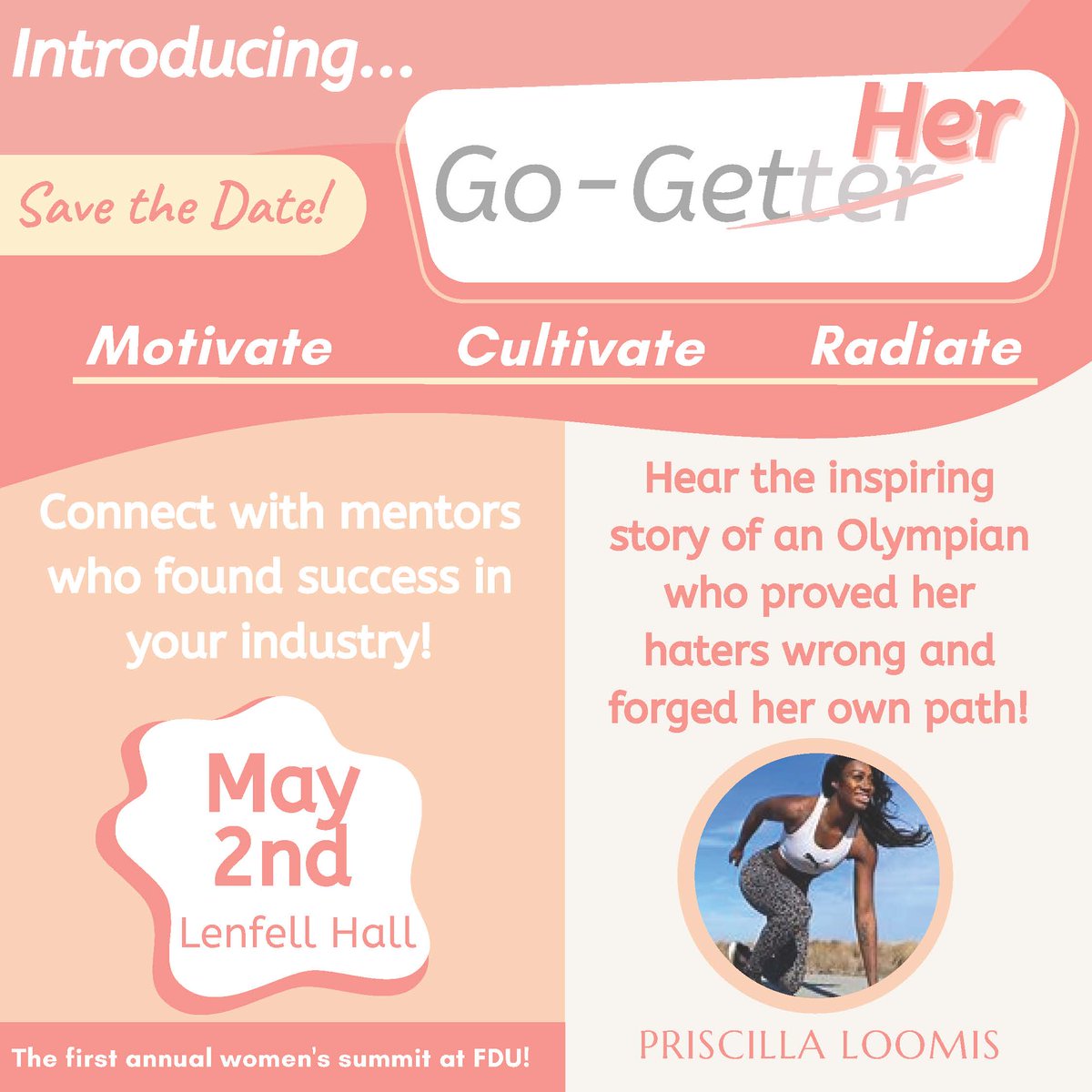 📢The SBDC at FDU invites you to the inaugural Spring women's summit at FDU! Get inspired by motivational speaker and Olympian, Priscilla Loomis, and other women in the industries you're interested in.
Save the Date: Tuesday May 2nd 2023
Stay tuned for more information! #njsbdc