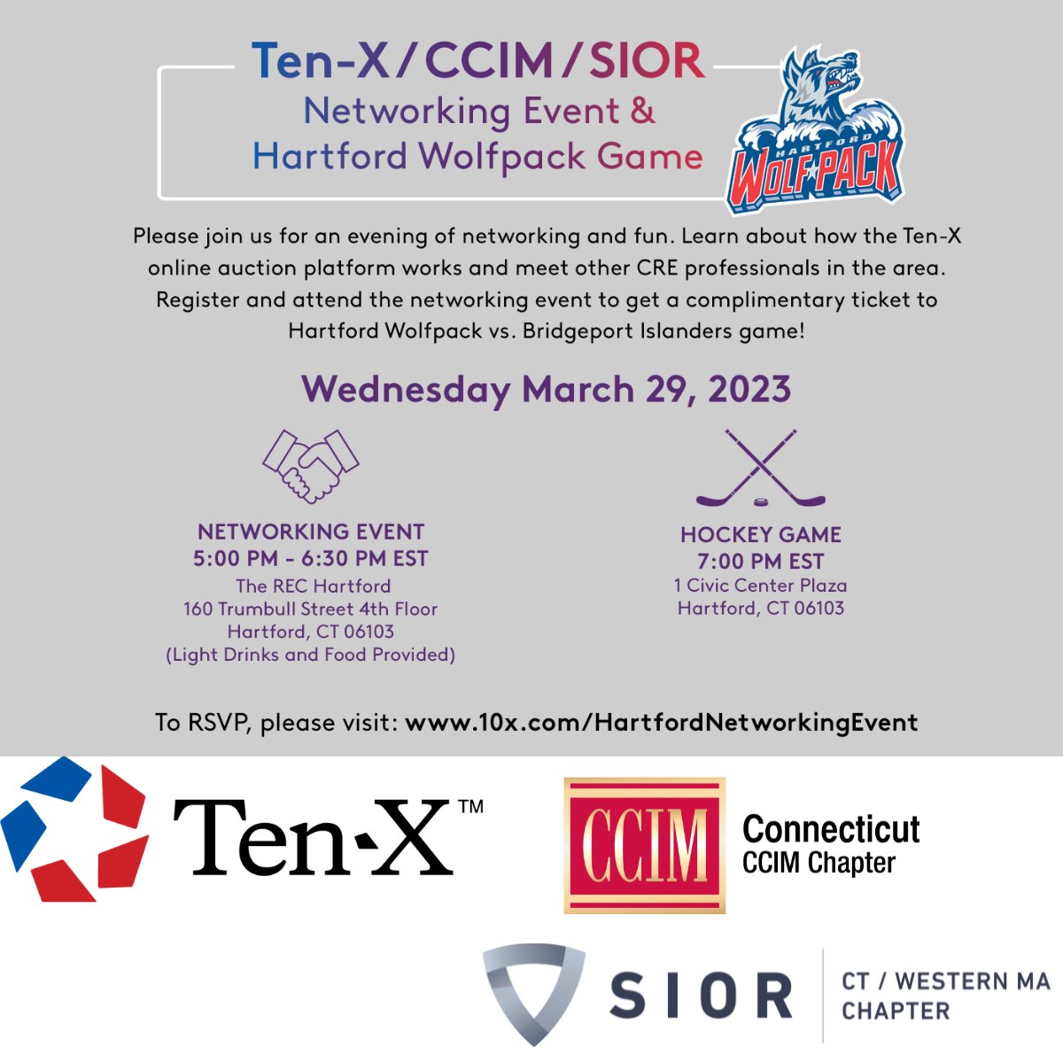 CT_CCIM's tweet photo. Join your fellow CRE professionals for a fun evening of networking, hockey &amp; learning how the Ten-X auction platform works. Register at https://t.co/wpLWSPBctG https://t.co/p6MHzuVtuY