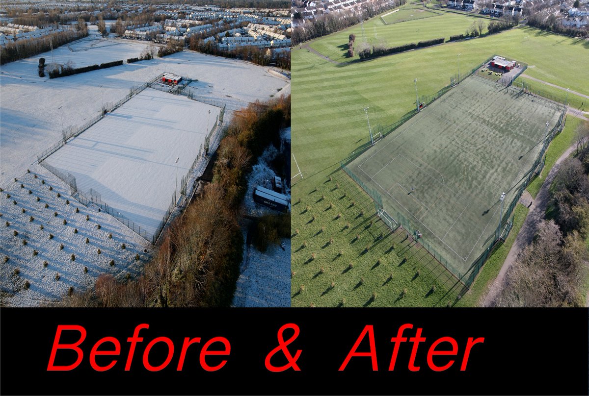 2 drone shots of our pitch take at 08.00 and 15.15 today. What a difference a few hours makes <a href="/HHFC2013/">Hartstown Huntstown FC</a> <a href="/AlQuinn2015/">LSL Live Update’s</a> <a href="/LSLLeague/">Leinster Senior League</a> <a href="/deric_tv/">Deric</a> <a href="/rtenews/">RTÉ News</a> <a href="/VirginMediaNews/">Virgin Media News</a> <a href="/MetEireann/">Met Éireann</a> <a href="/CarlowWeather/">Carlow Weather</a> 
<a href="/DDSL_Official/">DDSL Grassroots</a> @