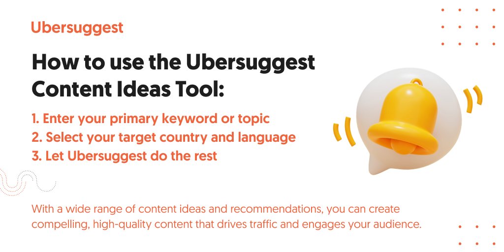 Struggling to come up with new content ideas for your blog or website?

Ubersuggest's Content Ideas tool has got you covered! With this powerful feature, you can generate fresh, relevant content ideas that your audience will love. 🚀
eu1.hubs.ly/H02Z3jR0
