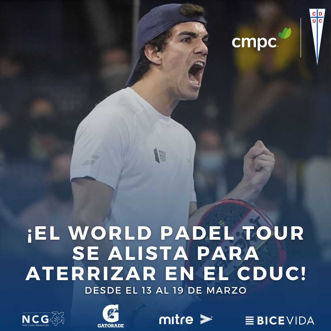 lacatolicacl's tweet image. 🎾 YA NO QUEDA NADA 🤩

El CDUC ⚪🔵 será la sede donde se desarrollará el Chile Padel Open 🏆, que llevará al país a debutar en el World Padel Tour, circuito donde compiten los más grandes exponentes de este deporte.

Más detalles, aquí ➡️ bit.ly/3JrmCGB