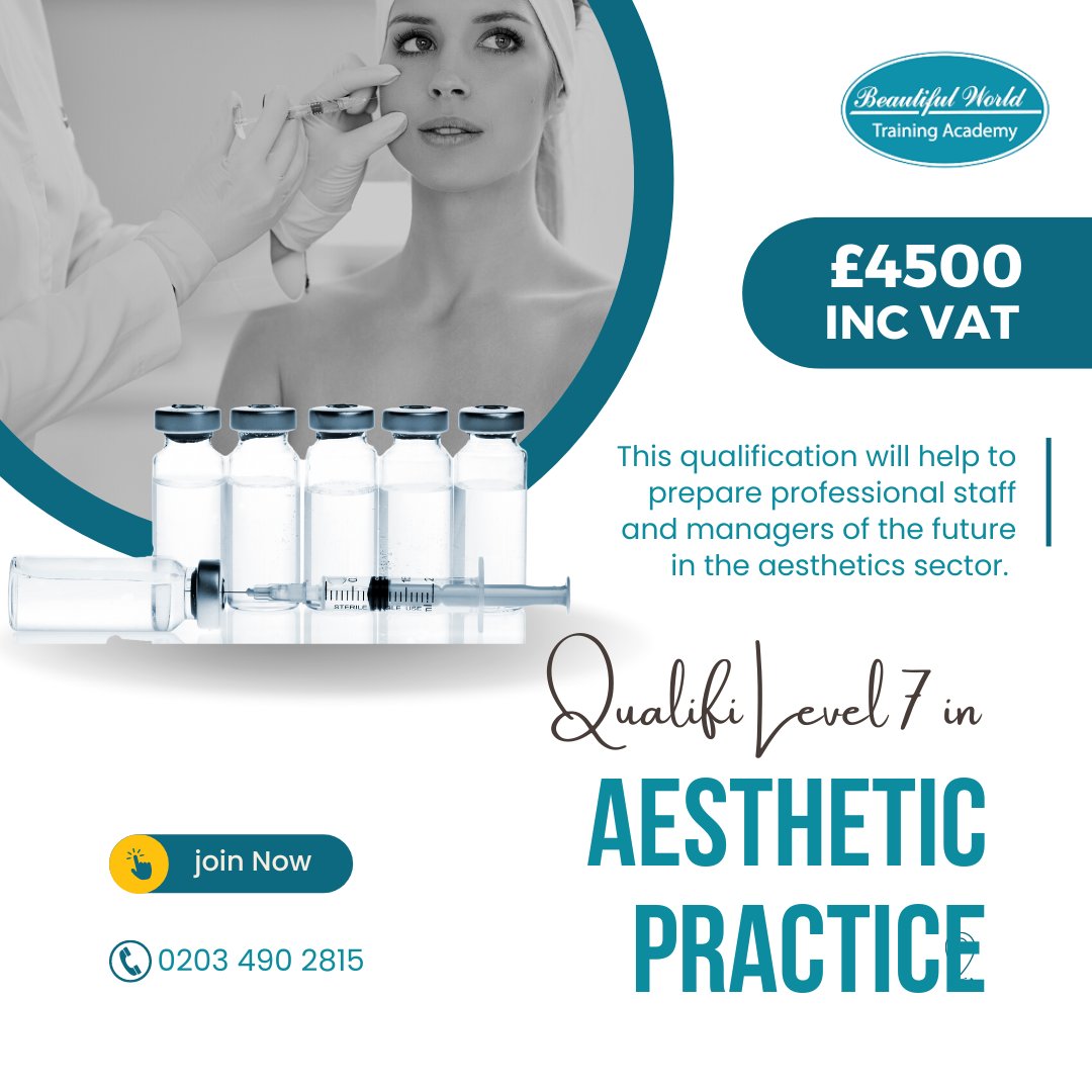 BWTA123's tweet image. The Aesthetic Practitioner Level 7 Training Course is the very first Level 7 Injectables qualification open to both medics &amp;amp; non-medics

#Level7 #aestheticpractice #level7aestheticpractice #aestheticpracticelondon #beautytraining #aestheticcourse #beautycourse #course