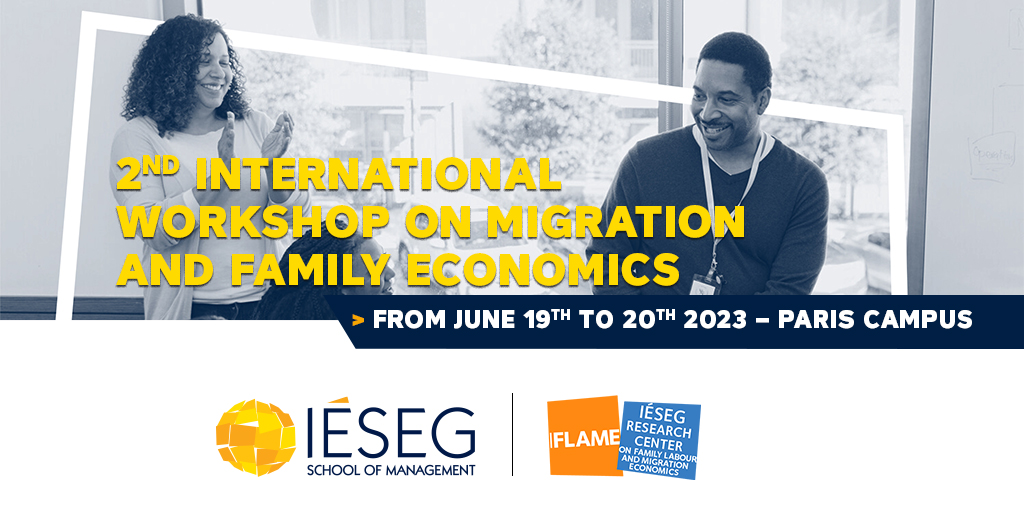 📢 The 2nd International Workshop on #Migration and #Family Economics is organized by #IESEGiflame in the context of the project MALYNES and will be held <a href="/IESEG/">IÉSEG</a> Paris on June 19-20 
➡ More info: anr-malynes.com/copy-of-migrat…
➡ Submission by March 31, 2023 #EconTwitter #IESEGresearch