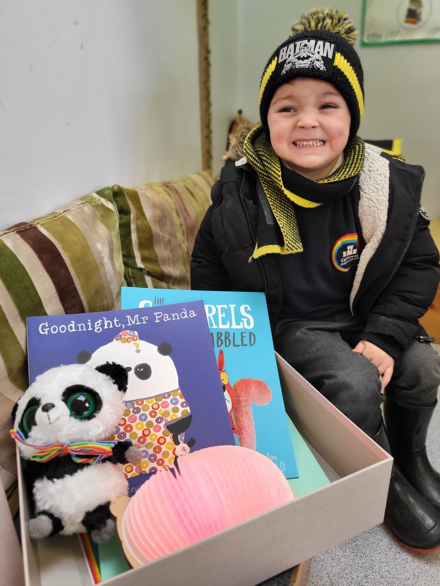 CastlewayYear1's tweet photo. We don't think we've ever seen anyone this excited, ever! Well done to this wonderful reader in Reception class who took home the #BedtimeBox today! Enjoy your bedtime stories with #MrPanda! @WeAreCastleway https://t.co/2DoKQ6SsnZ