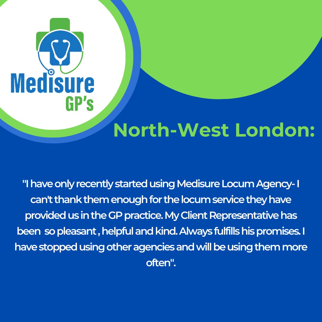 MedisureGPs's tweet image. Praise from our clients is the best reward!
We are thrilled to share their testimonials and feedback, which highlight the exceptional service provided by our Locum GPs.
Thank you for trusting us with your healthcare needs.
#LocumGP #ClientTestimonials #HealthcareSolutions #NHS