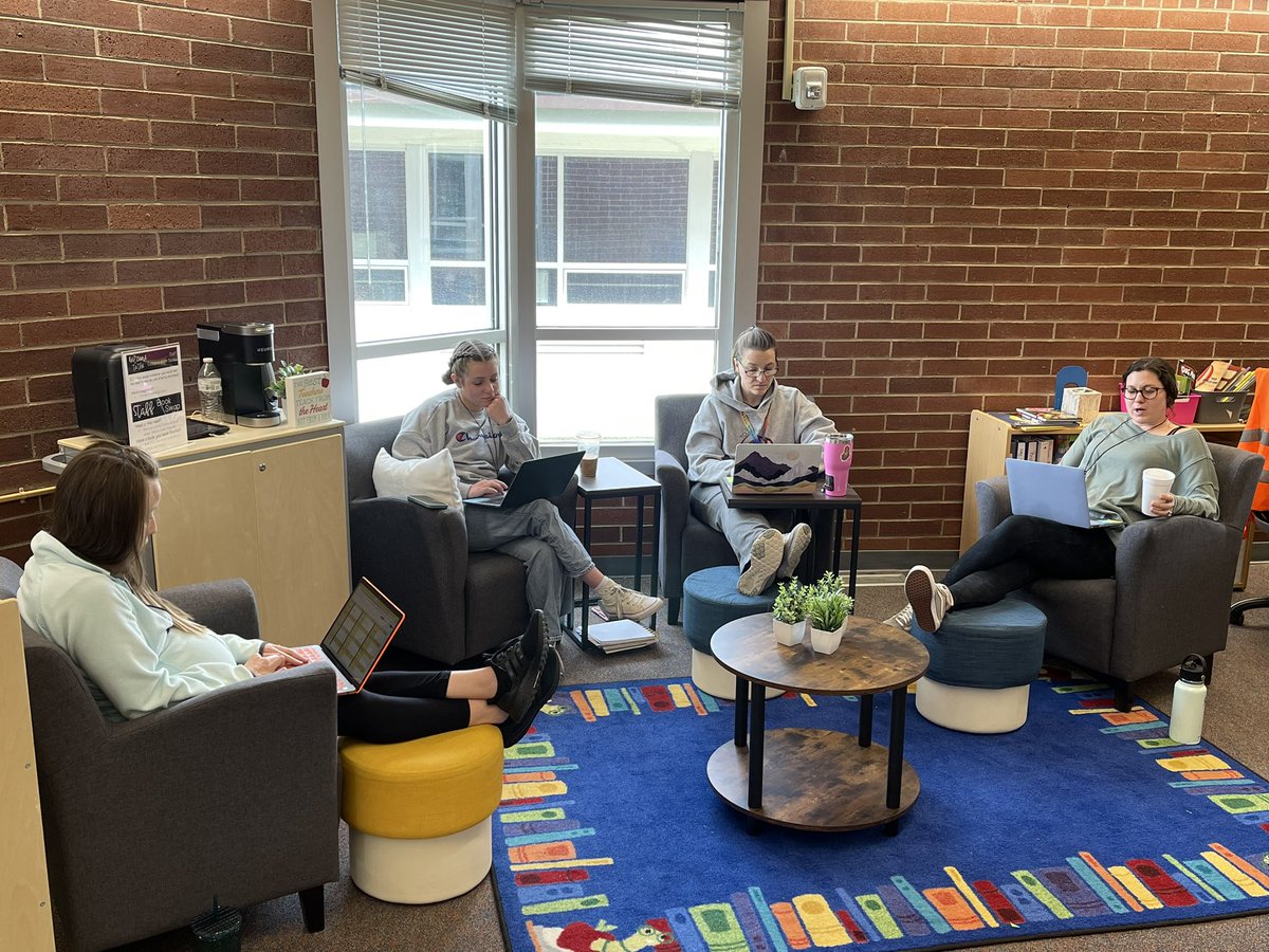 We love this new space. Earlier in the week students were using the space. Today a group of teachers are collaborating on how to support students while looking at their math data.