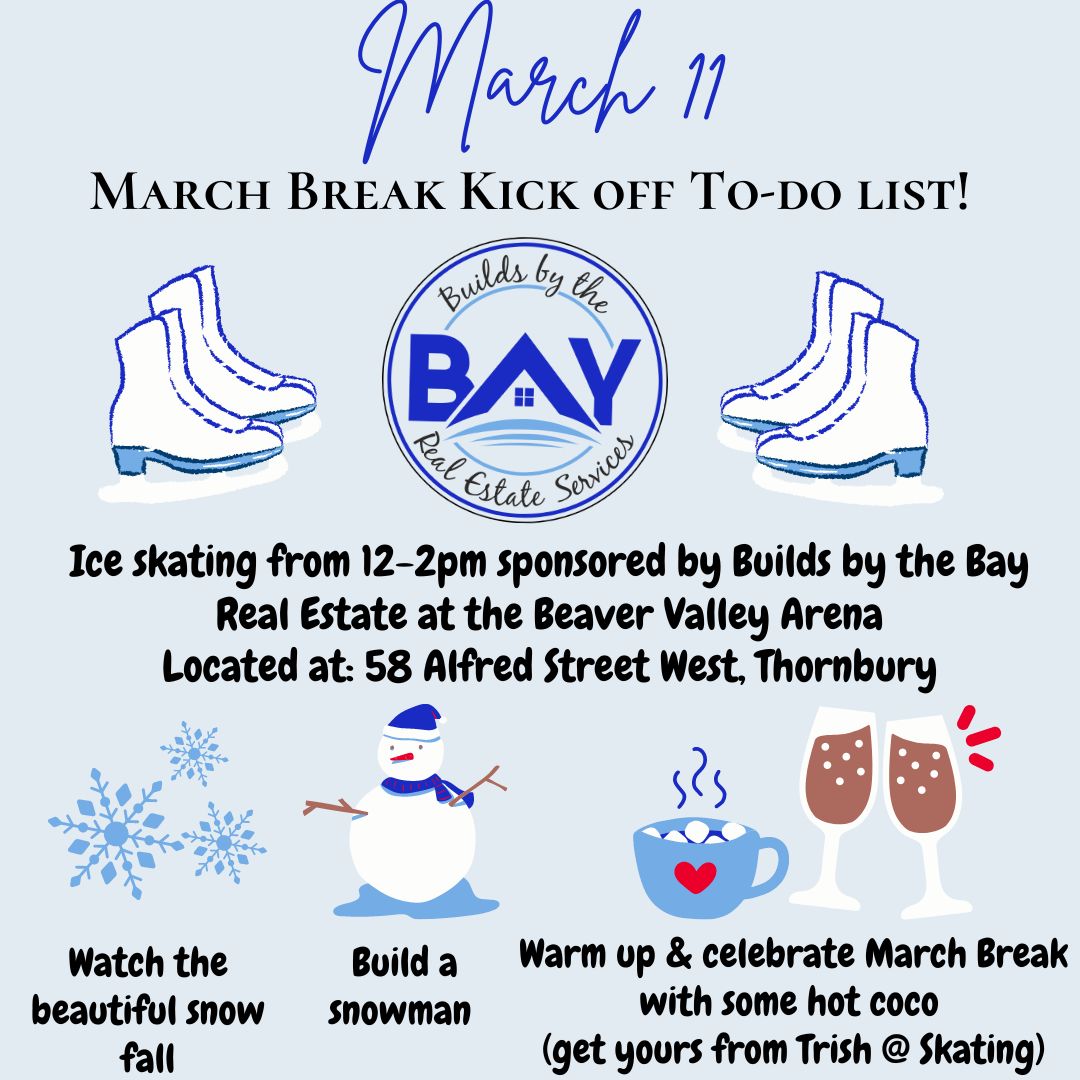 🗓️ Mark your calendars this weekend we're sponsoring #PublicSkating at #BeaverValleyCommunityCentre from 12-2pm! 
I haven't skated in a few (10 years) but it's like riding a bike isn’t it? ⛸️
I look forward to seeing you out on the ice! 🌀
#WhatToDoAtBlue #MarchBreakBlueMountains