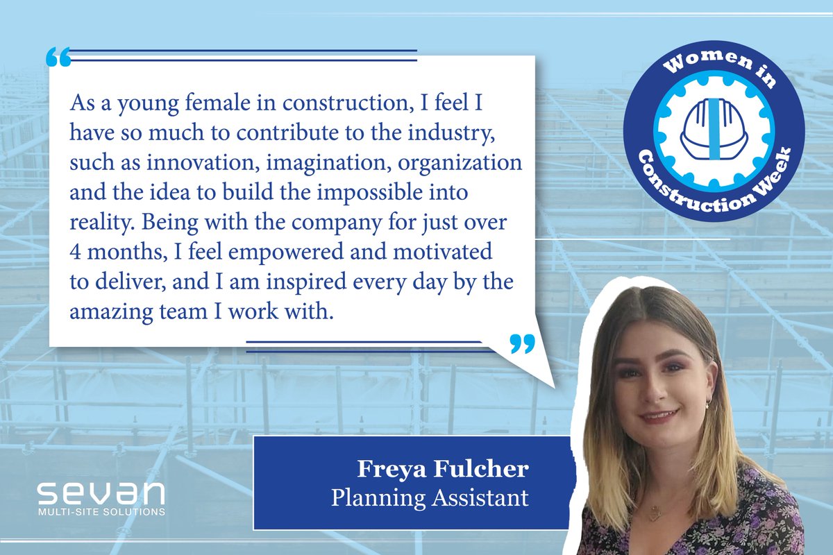 SevanSolutions's tweet image. Our final team member message for #WICWeek23 is Sevan and @wyethprojects’ Planning Assistant on the UK Pre-Con Team, Freya Fulcher! Thank you for sharing, Freya!
#womeninconstruction #WICWeek