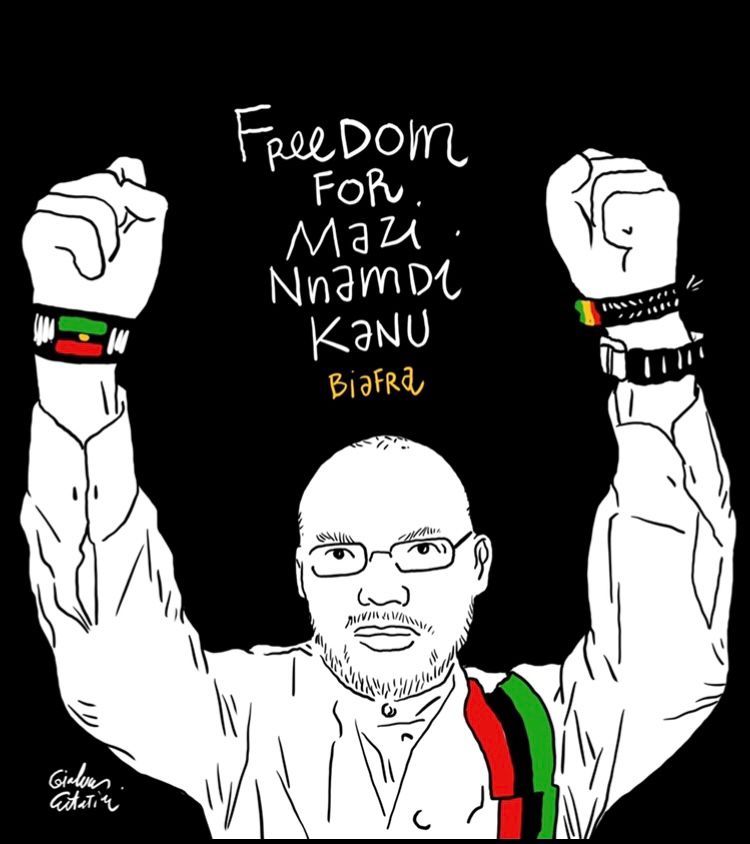 ginygold's tweet photo. @UNHumanRights @leonardcortana @UNHumanRights @UN @UKinNigeria @10DowningStreet @USinNigeria @POTUS @StateDept @EUinNigeria @EU Nigeria terrorist govt holding Mazi Nnamdi kanu is human right violation, tell the Nigeria terrorist govt to release Mazi Nnamdi kanu now.
#FreeMaziNnamdiKanuNow 
#BiafraReferendum https://t.co/nR2zWDWwDm