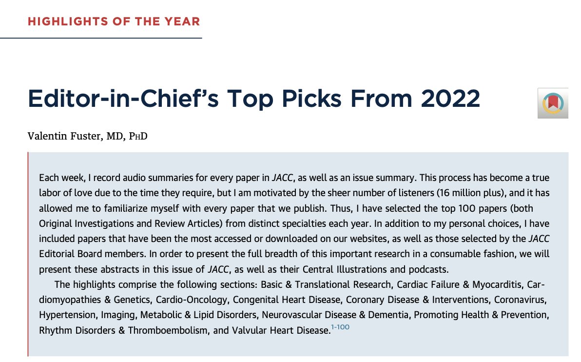 It is such an honor that our paper regarding the safety of intracoronary ACh administration published in @JACCJournals last year is selected by Dr. Fuster as one of his Top Picks from 2022! Drs. Kobayashi, Samuels, Tremmel @wfearonmd @JanetWeiMD @JWmoses @rdeibs @HenrytTimothy