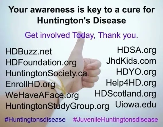 AwarenessHD's tweet photo. #CureHD #Jhdkids #huntingtonsdisease #blueandpurple #wehaveaface
#HDresearchselfie
Everyday Is Huntington's disease Awareness day
Get ...Involved with a RT
My Family Thanks You
#LetsTalkABoutHD
#huntingtondisease
#juvenilehuntingtonsdisease
#huntingtonsdisease https://t.co/l0DNpeYmIX