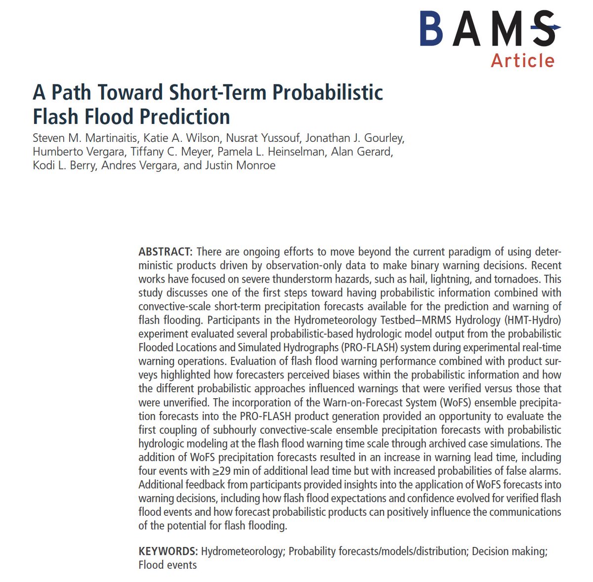 New article out today in BAMS: journals.ametsoc.org/view/journals/…. Thanks to all forecasters who participated in the HMT-Hydro experiment!