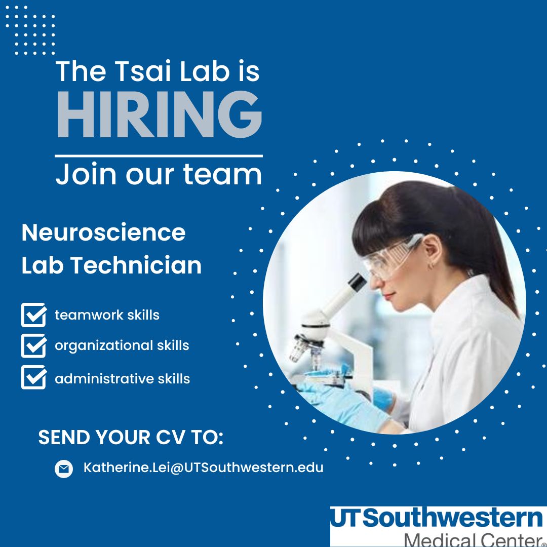 Join our dynamic team! Our lab is currently seeking a skilled and motivated lab technician to assist with our groundbreaking research. Apply now to be a part of cutting-edge science! #ScienceJobs #LabTechnician #ResearchOpportunities (utsouthwestern.edu/labs/tsai/)