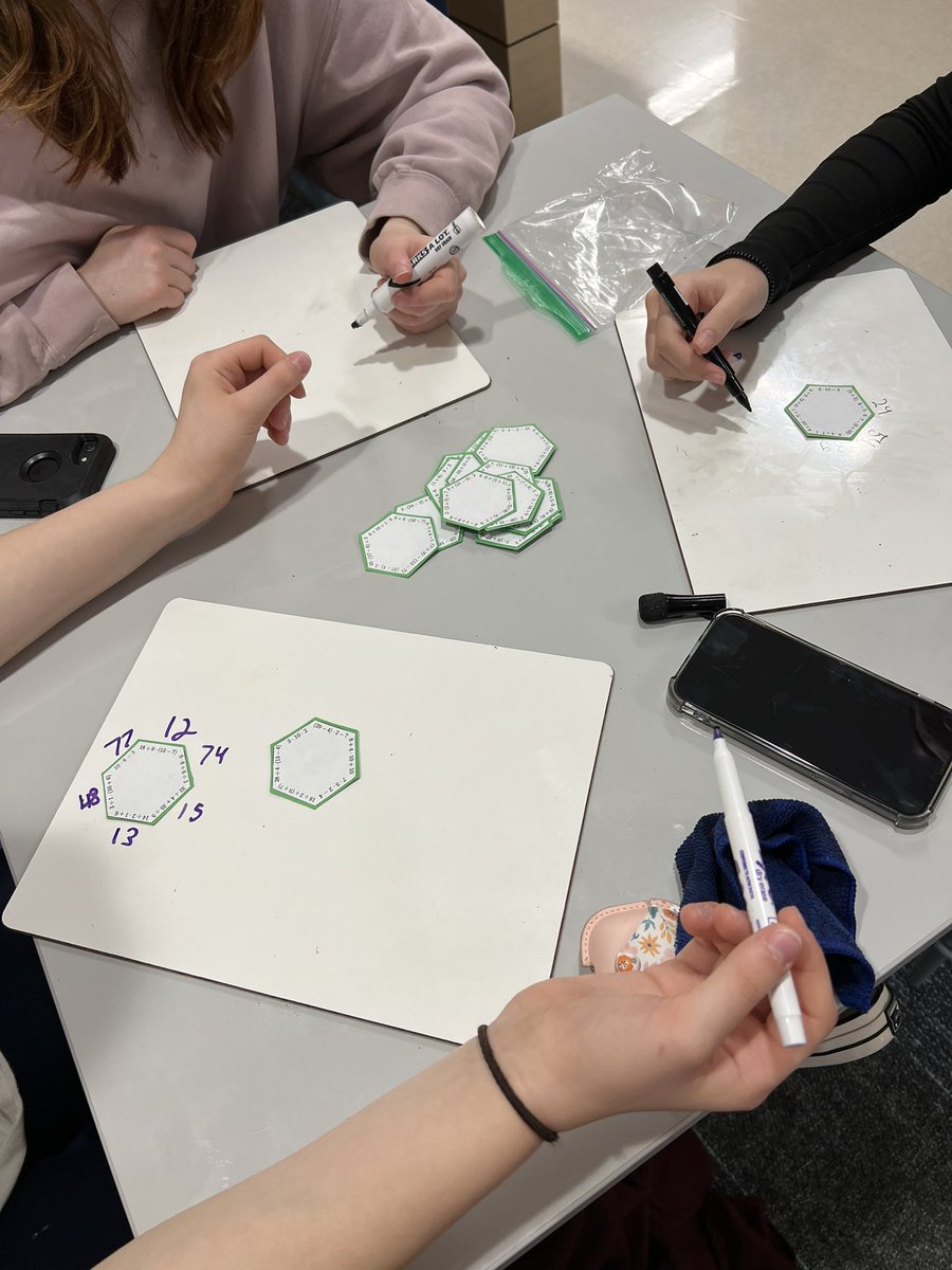MHockaday's tweet photo. Order of operations practice and enrichment through Hexagonal thinking with Mr Moran’s 8-4 Math 8 students.  #Buildingournest through revisiting, reflection, and reviewing. https://t.co/83PjPNmML6