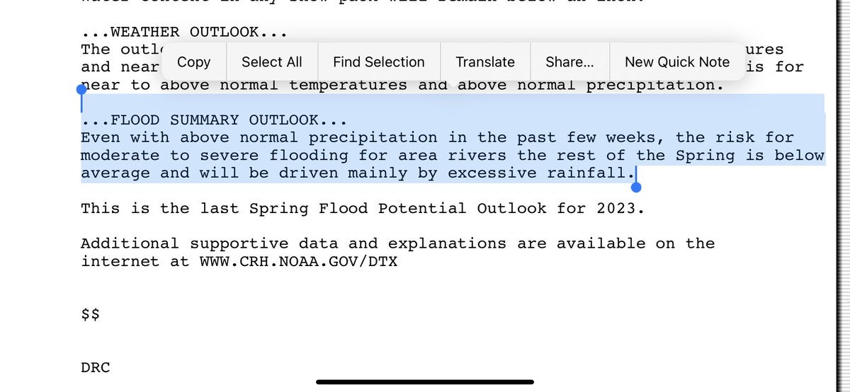 alongstreetfox2's tweet photo. @travisknoll @dkevrafox2 A spring flooding outlook. A product put out by the NWS looking at the likelihood of spring river flooding… link here if interested https://t.co/y30fGn2IV9

Here’s the summary https://t.co/aAumSn5fkq