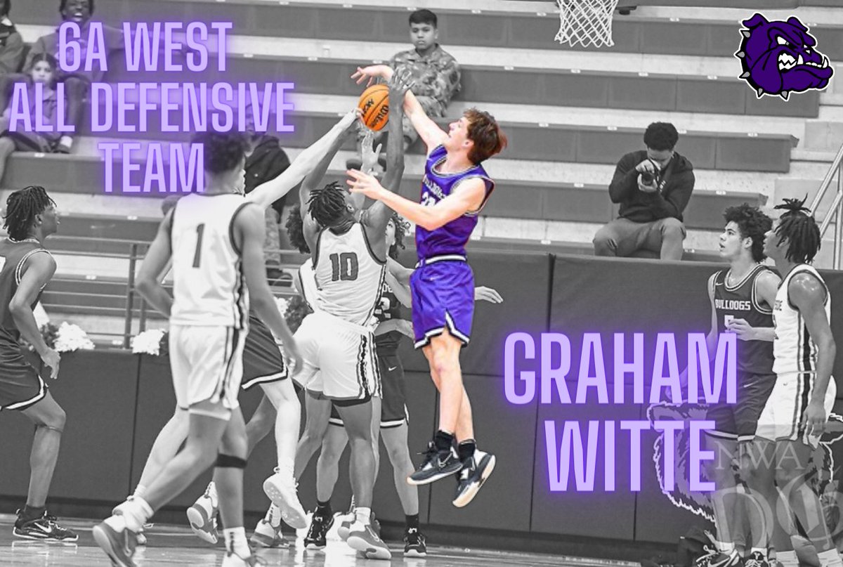 FayBulldogsBB's tweet photo. Congratulations to Bulldog senior Graham Witte (@witte_graham) on being named to the 6A West All Defensive team! #purple #GoDogs https://t.co/GNMxiV3O61
