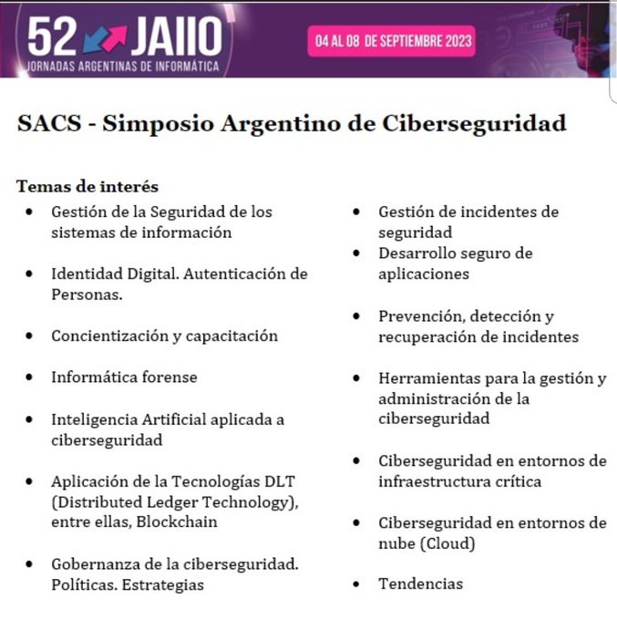 #SimposioArgentinoDeCiberSeguridad de la #52JAIIO