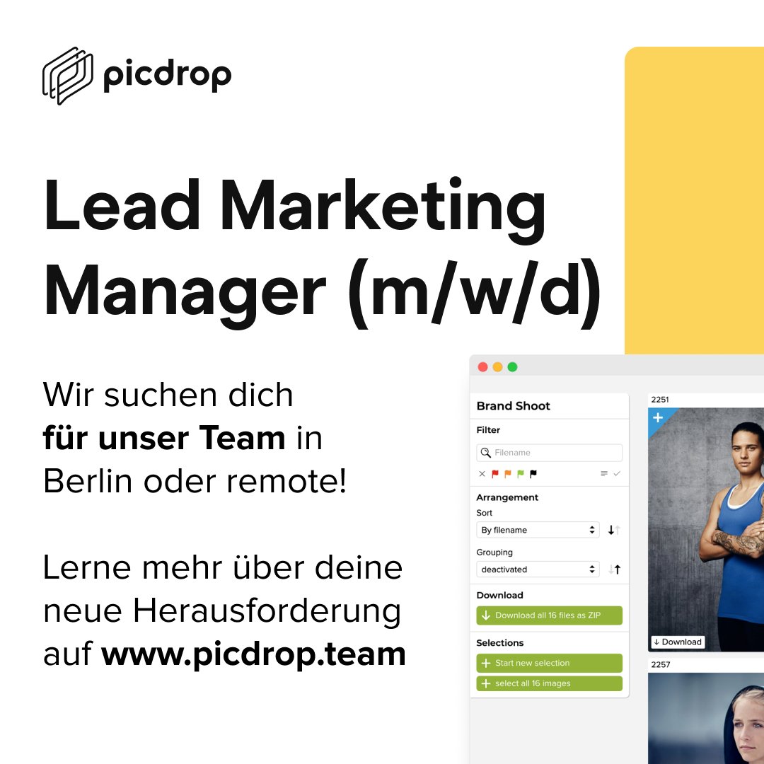 WeArePicDrop's tweet photo. Lead Marketing Manager (m/w/d) gesucht! 🚀 
Unser Team geht auf die 20 Personen zu und wir wollen mit dir zusammen international richtig loslegen! Also ab zur Stellenanzeige und zu uns! Mehr Infos auf 👉 https://t.co/lejFvxVOxx 
#berlin #remote #marketing #hiring https://t.co/IBN3xFAK0v