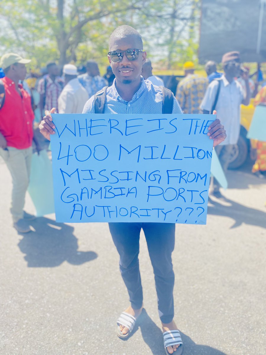 MbackehNjie's tweet photo. #notocorruption Where is the D400M missing from Gam ports authority, the D150M  scandal at Central Bank, the D35M FABB foundation etc…?  @kemo_bojang @MSabally @deps_jaiteh @UdpGambia @ODarboeOfficial @DarboeBac https://t.co/PPXHulR5Vt