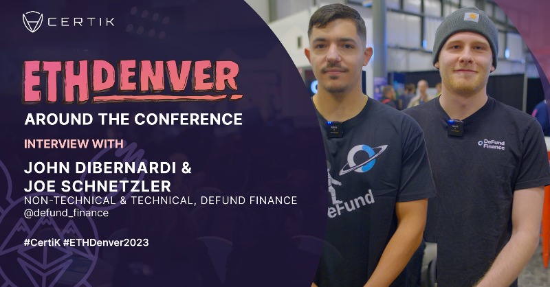 CertiK's tweet photo. #CertiK at #ETHDenver, we went #AroundTheConference! 🌐 

Check out our interviews with;

1️⃣ @defund_finance
2️⃣ @questbookapp
3️⃣ @Lobby3_DAO
4️⃣ @Mailchain_xyz
5️⃣ @futureprimitive

➡️ Swipe and watch them all! 💪🏽

#Cryto #Web3 @EthereumDenver