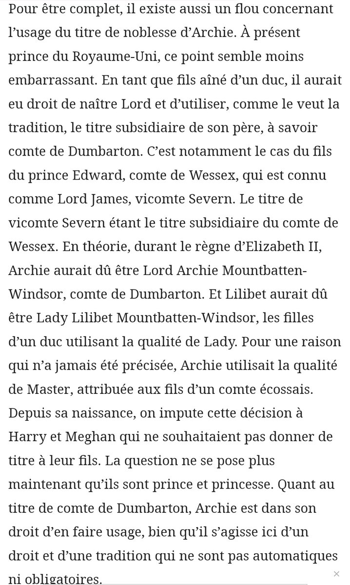 Très bon article explicatif de @ActusRoyales sur les titres princiers des enfants Sussex, #ArchieHarrison et #LilibetDiana, et sur le baptême de Lilibet. 

histoiresroyales.fr/princesse-lili…