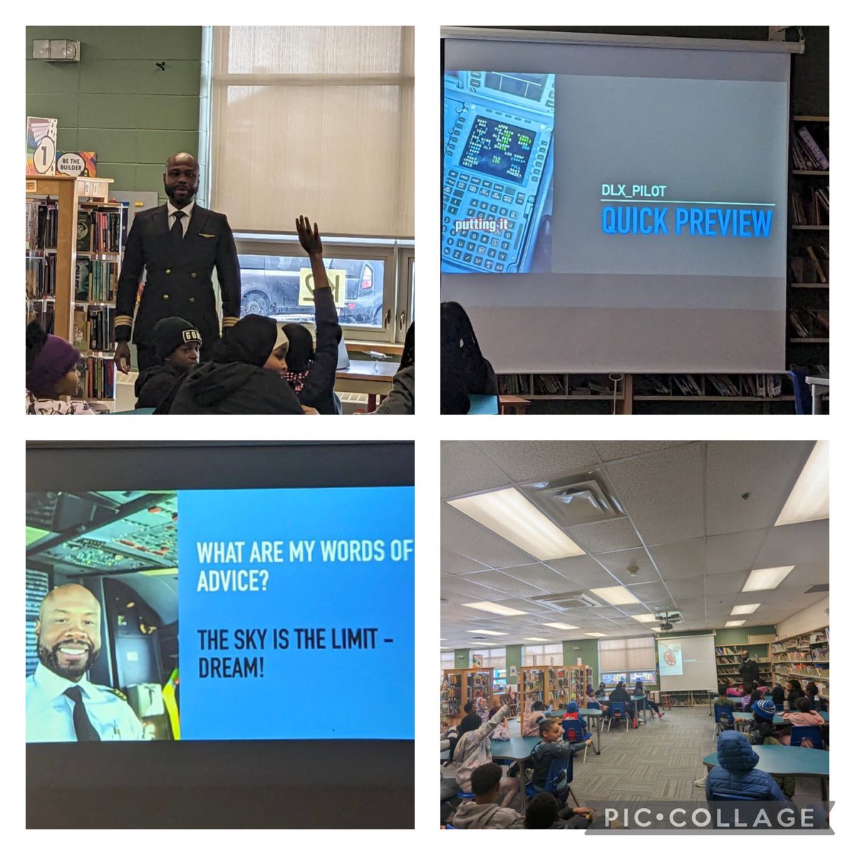 cheryl_millar's tweet photo. Thank you @DLX_Pilot for sharing your love of flying ✈️ with the @WPS_Wolves We Rise Group. Exposing Black students to Black Success. If you can see it, you can be it! Students were engaged and full of questions. @WRT_PDSB https://t.co/ftI6RclGx6
